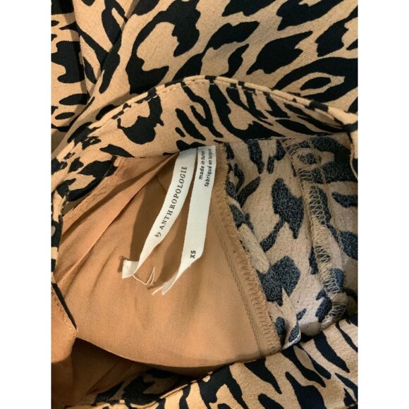 by Anthropologie Brown & Black Leopard Print Short Sleeve Midi Dress, Size Small - Picture 5 of 5